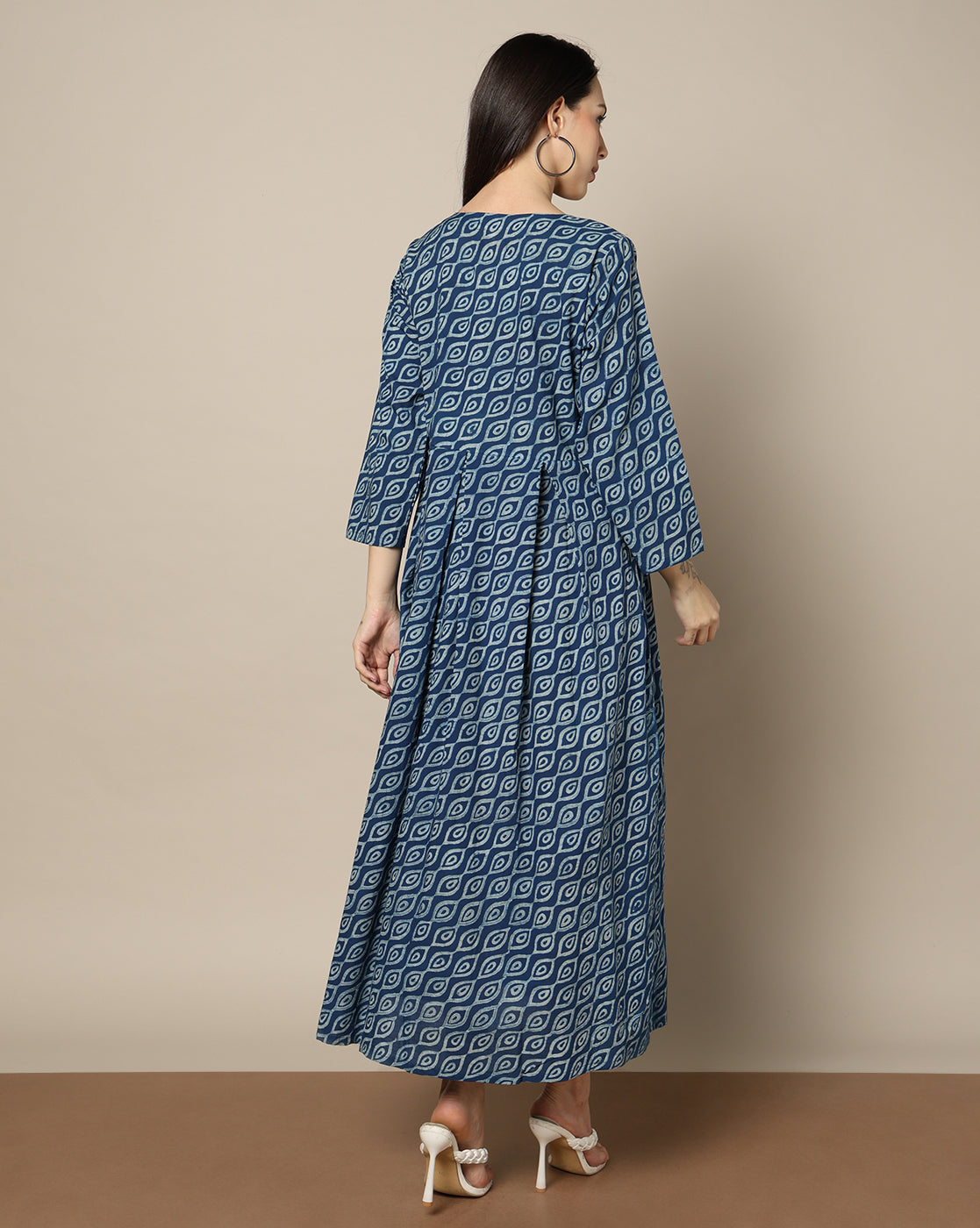 Indigo Dyed Dabu Hand Block Printed Long Dress