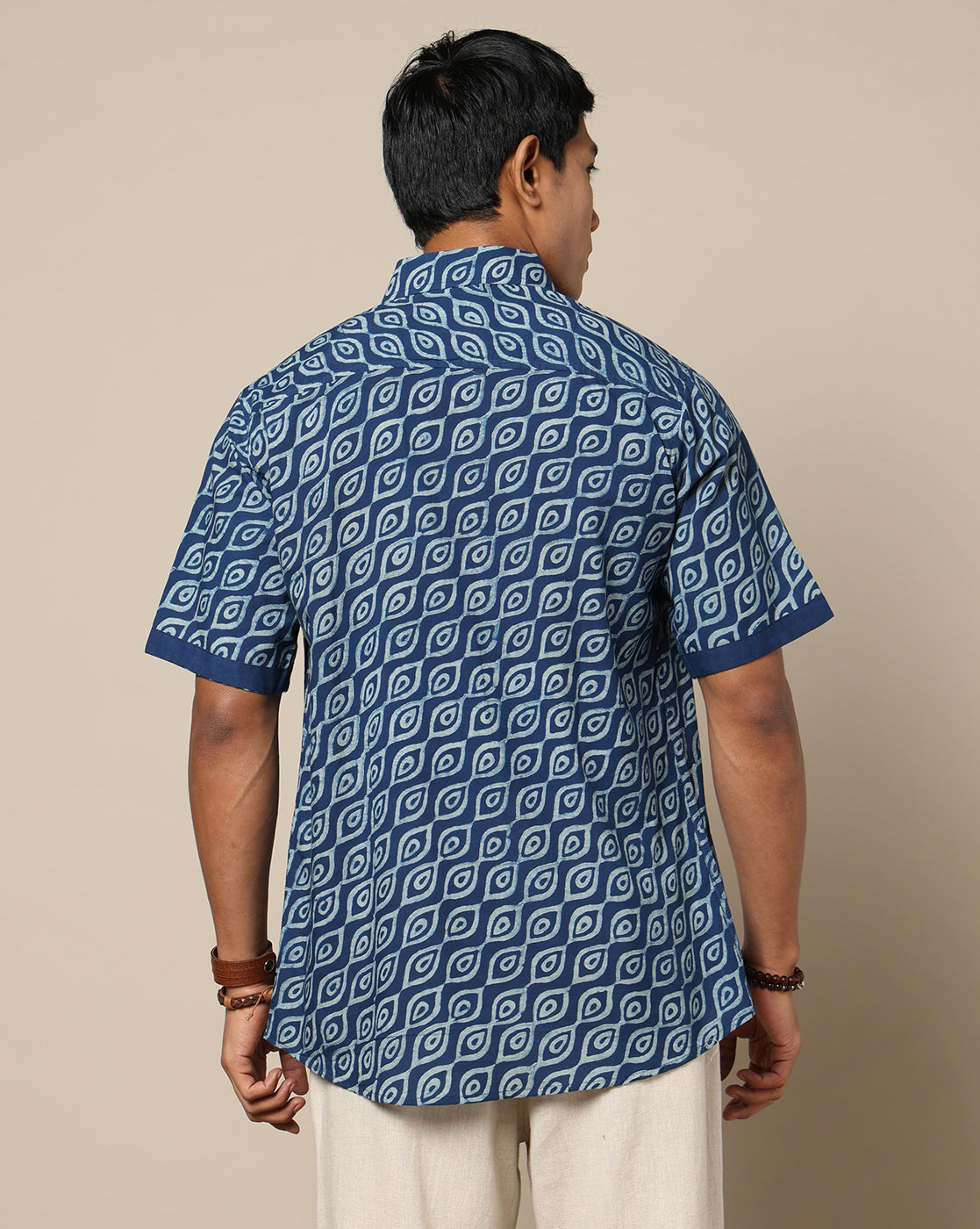 Men's Dabu Printed Indigo Dyed Shirt