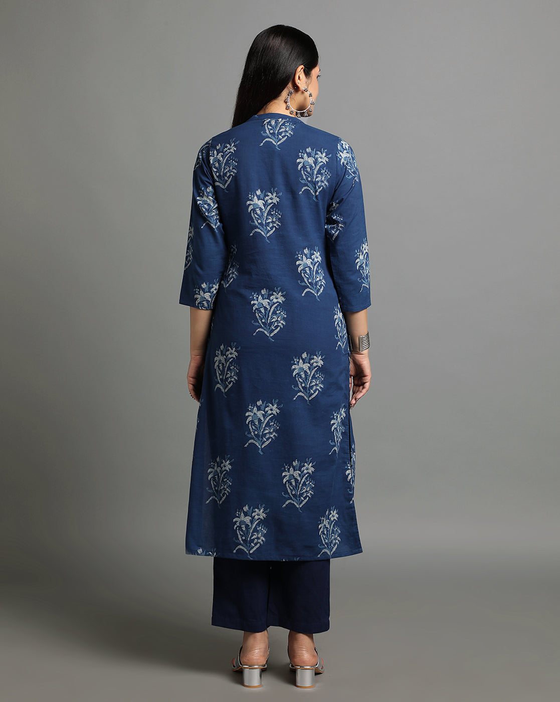 Indigo Dyed Dabu Hand Block Printed Long Kurta