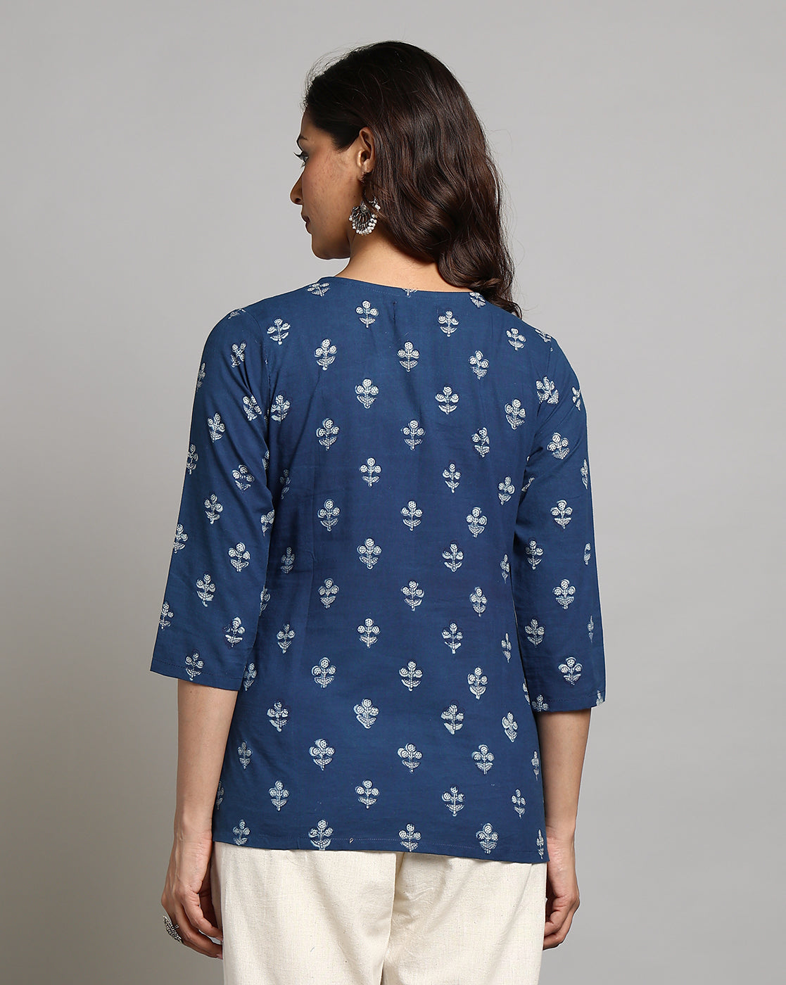 Indigo Dyed and Dabu Printed Top