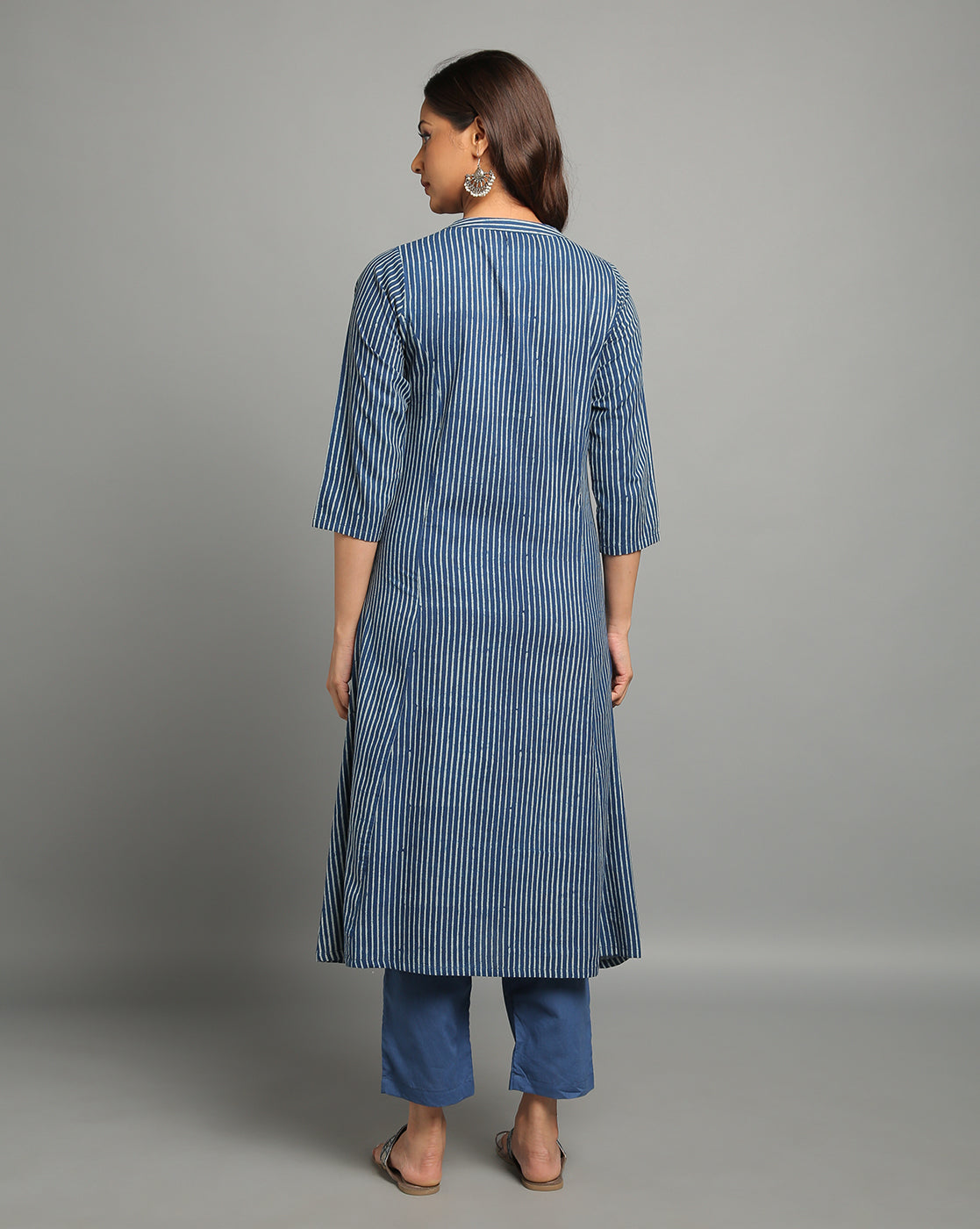 Indigo Dyed Dabu Hand Block Printed Long Kurta