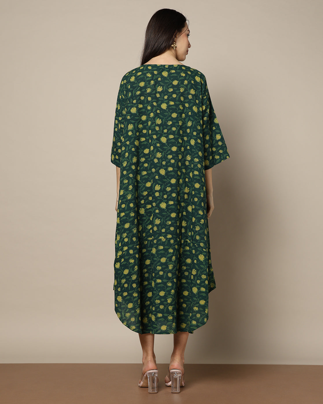 Indigo Nashpal Dyed Hand Block Printed Free Size Dress