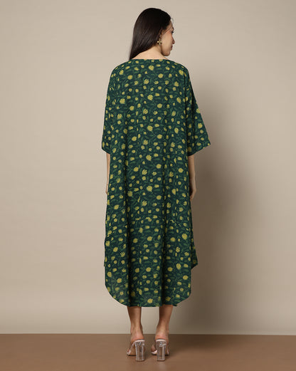 Indigo Nashpal Dyed Hand Block Printed Free Size Dress