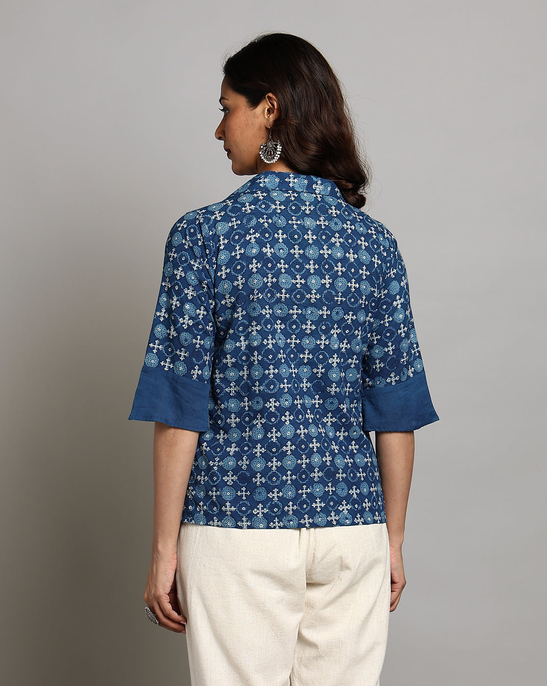 Indigo Dyed and Dabu Printed Top