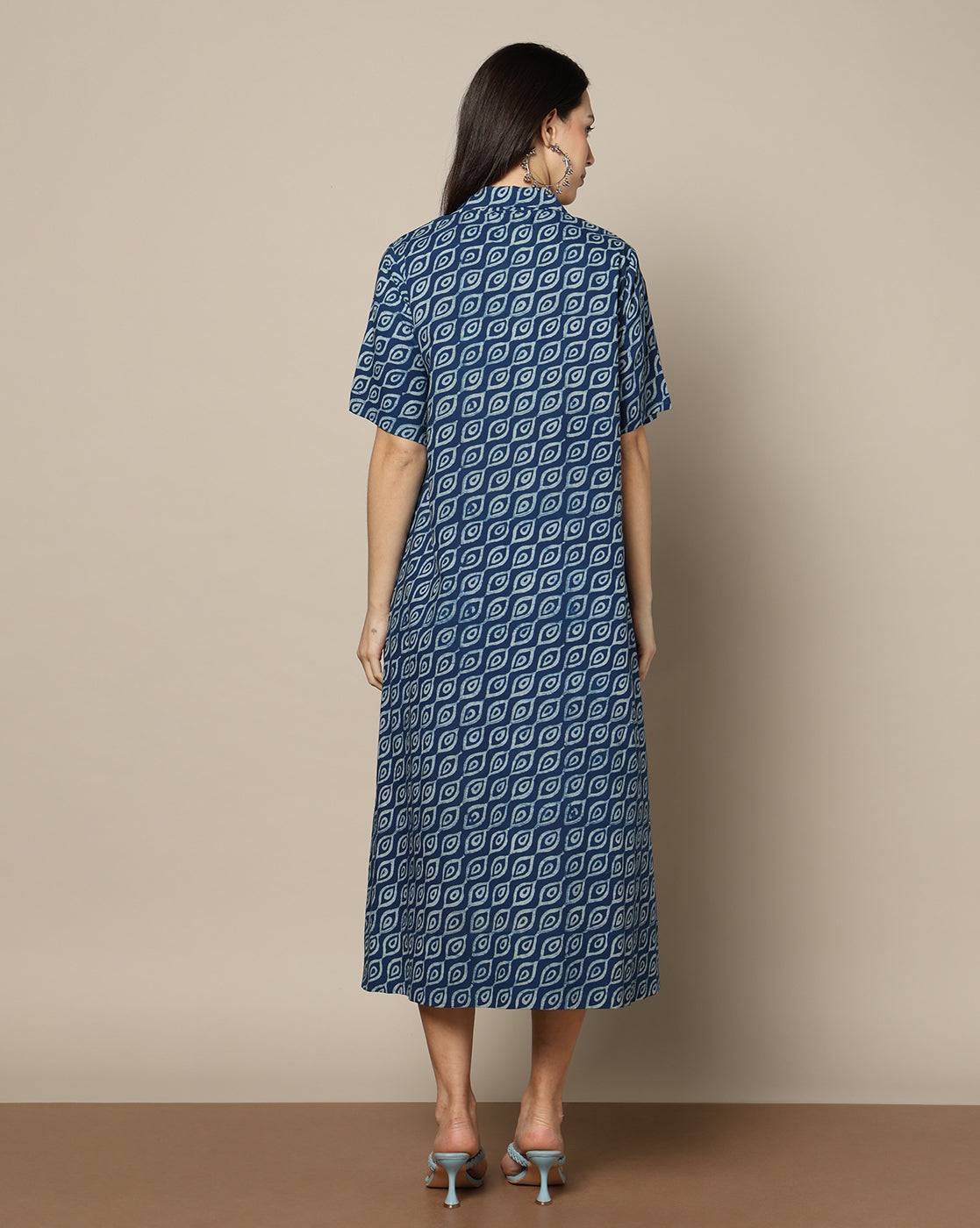 Indigo Dyed Dabu Hand Block Printed Long Dress