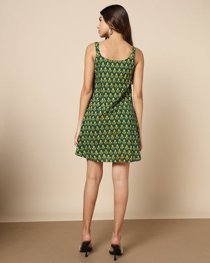 Natural Dyed Hand Block Printed Short Dress