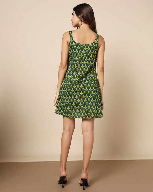 Natural Dyed Hand Block Printed Short Dress
