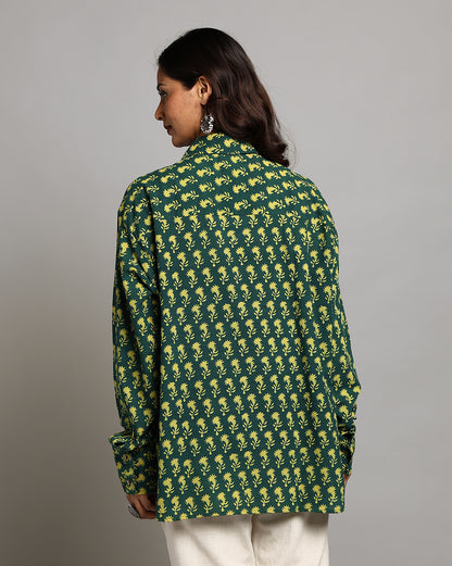 Indigo Nashpal Dyed and Dabu Printed Shirt