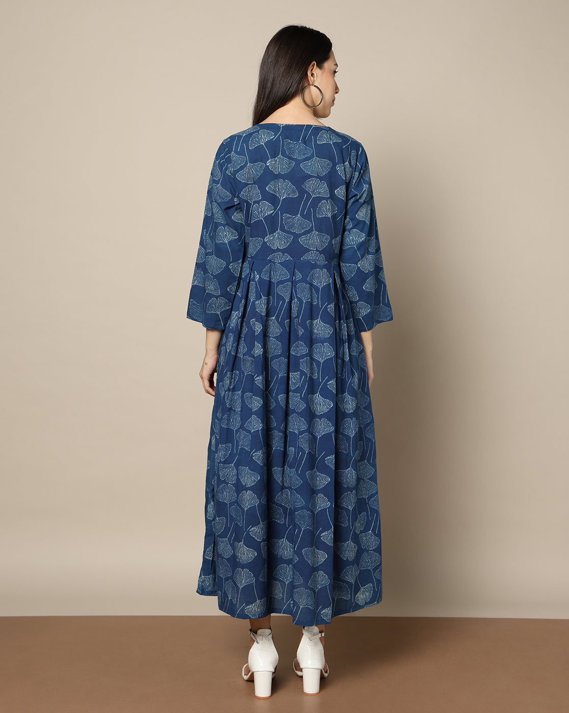 Indigo Dyed Dabu Hand Block Printed Long Dress