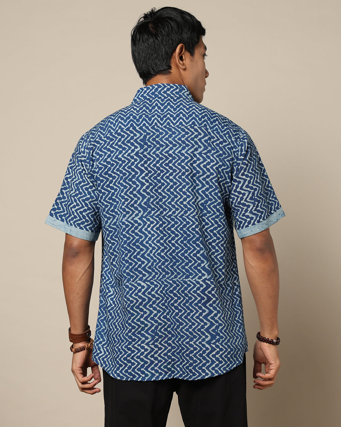Men's Dabu Printed Indigo Dyed Shirt