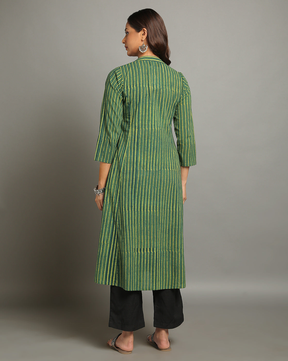 Indigo Nashpal Dyed Dabu Hand Block Printed Long Kurta