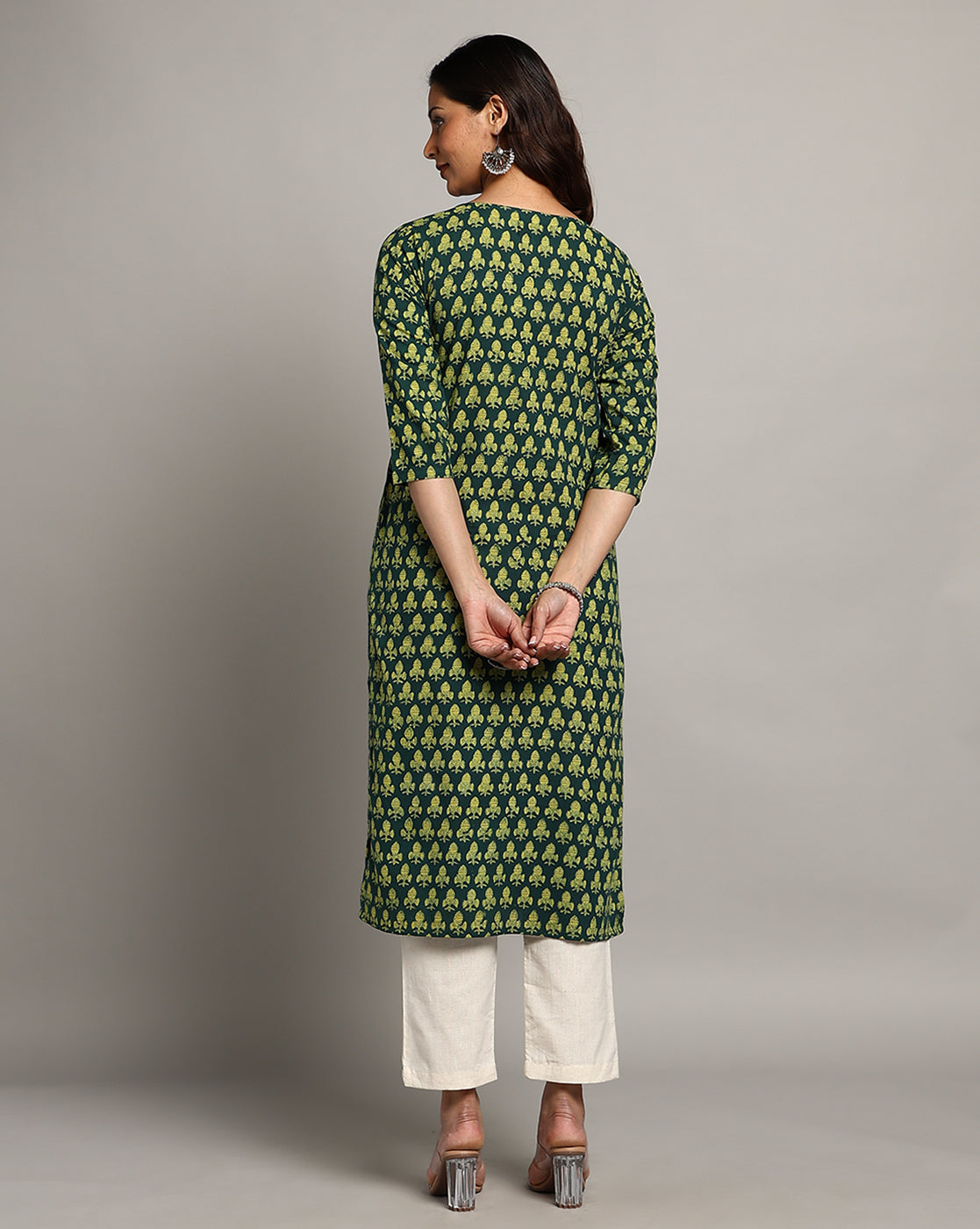 Indigo Nashpal Dyed Dabu Printed Cotton Long Kurta