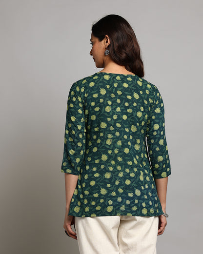 Indigo Nashpal Dyed and Dabu Printed Top