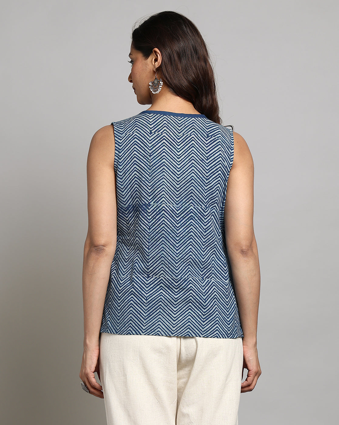 Indigo Dyed and Dabu Printed Top