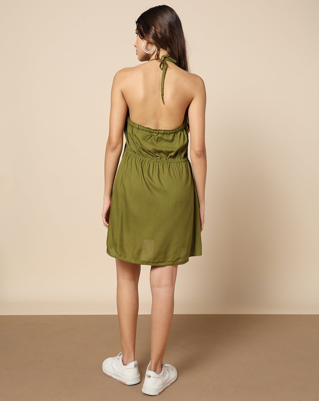 Dyed Short Dress Olive