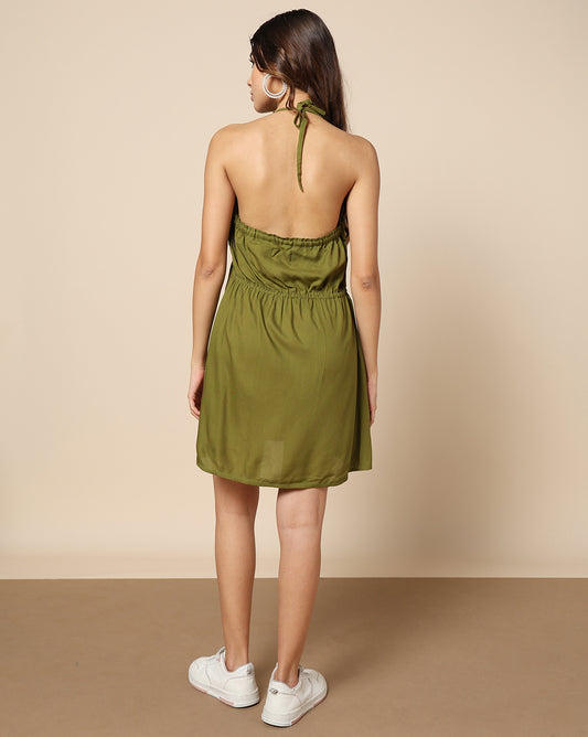Dyed Short Dress Olive