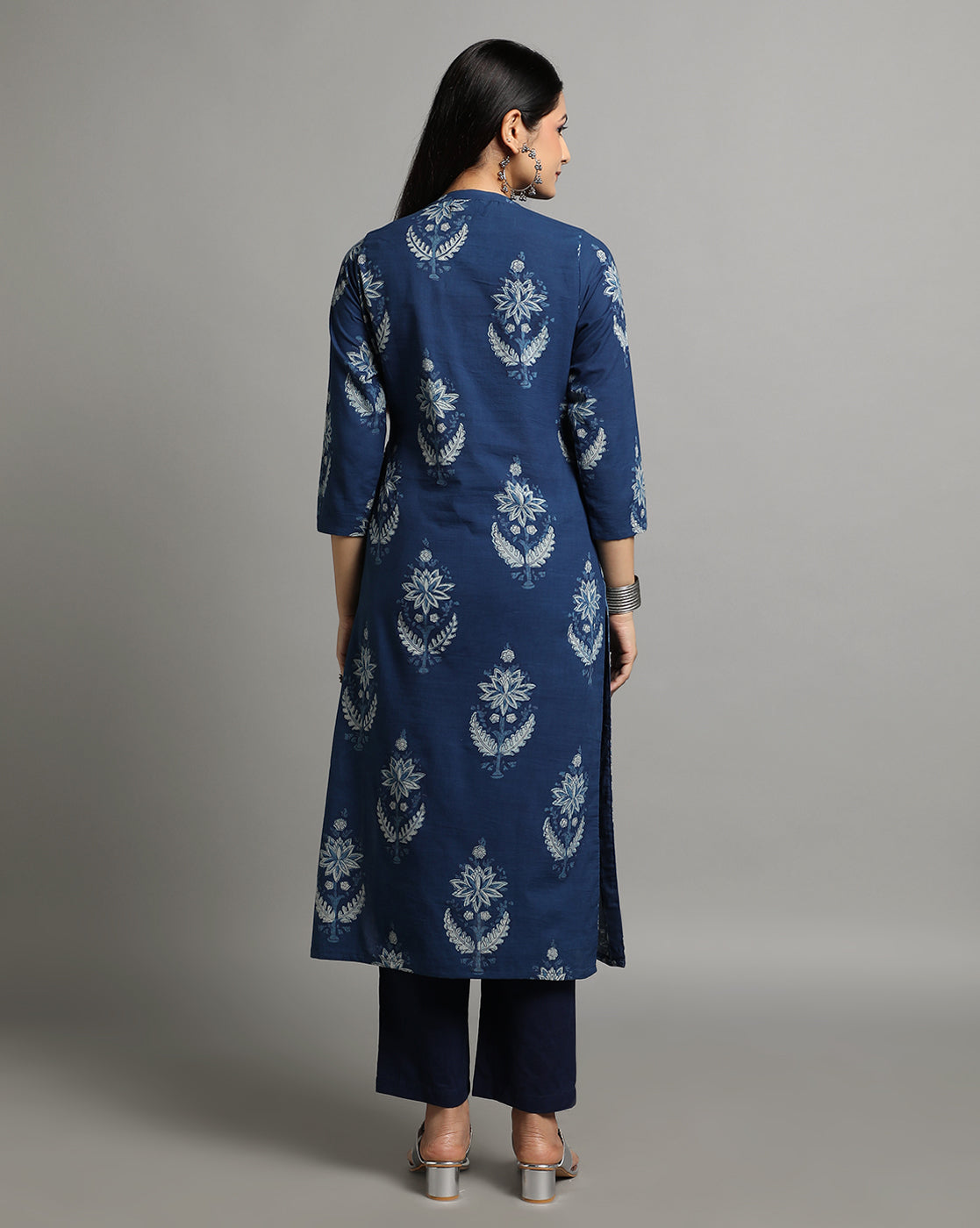 Indigo Dyed Dabu Hand Block Printed Long Kurta