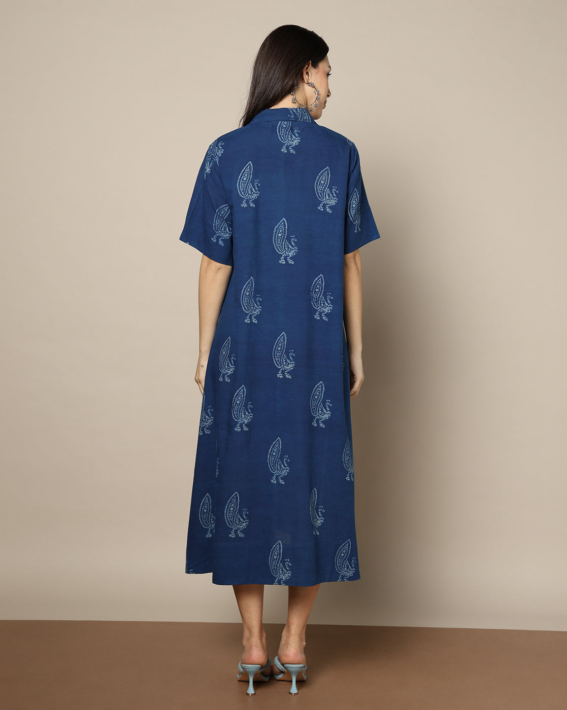 Indigo Dyed Dabu Hand Block Printed Long Dress