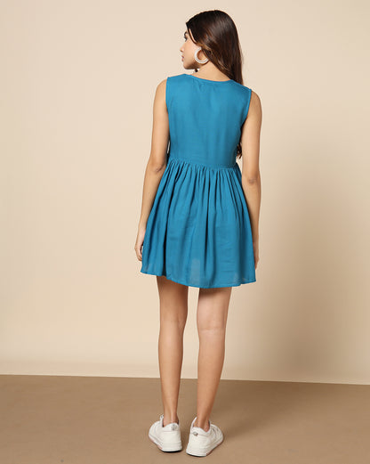 Plain Dyed Sleeveless Short Dress