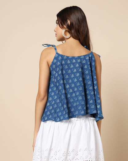 Indigo Dyed Dabu Hand Block Printed Top