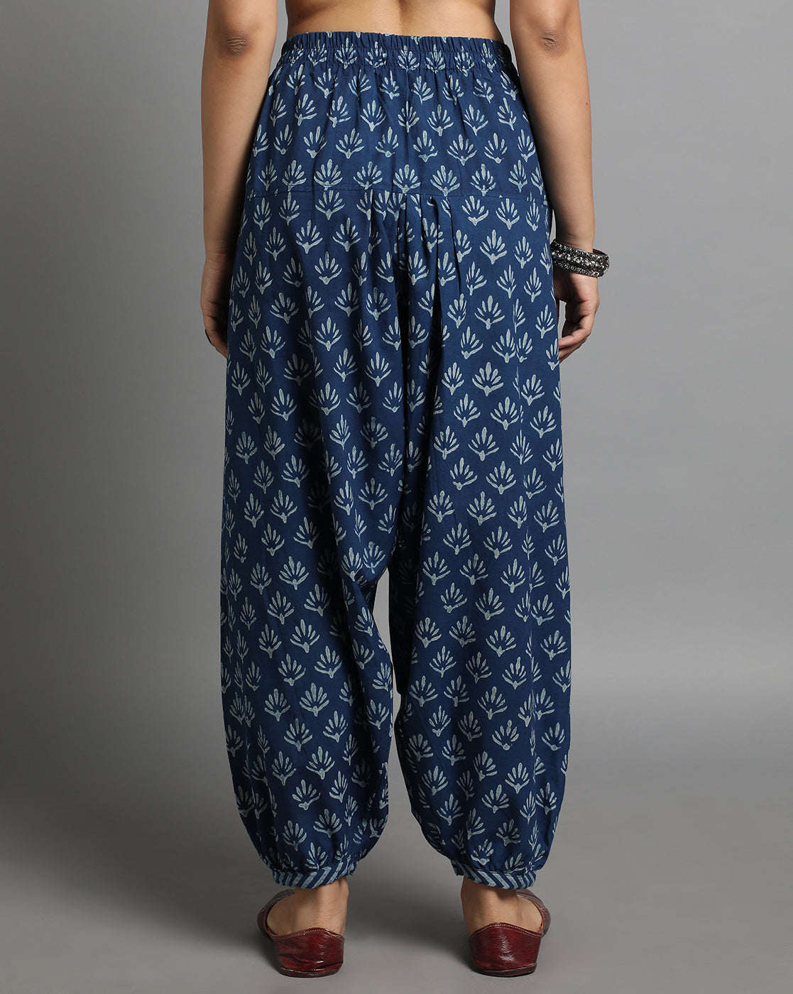 Indigo Dyed Dabu Printed Ghas Salwar