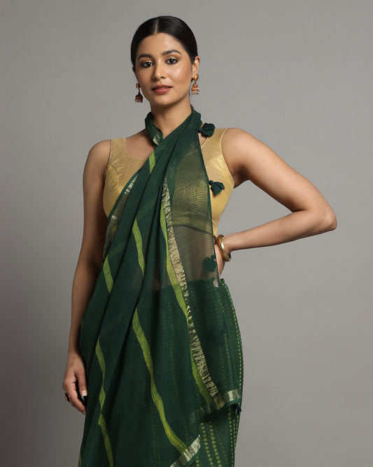 Natural Indigo Dyed Dabu Hand Block Printed Kota Doriya Saree