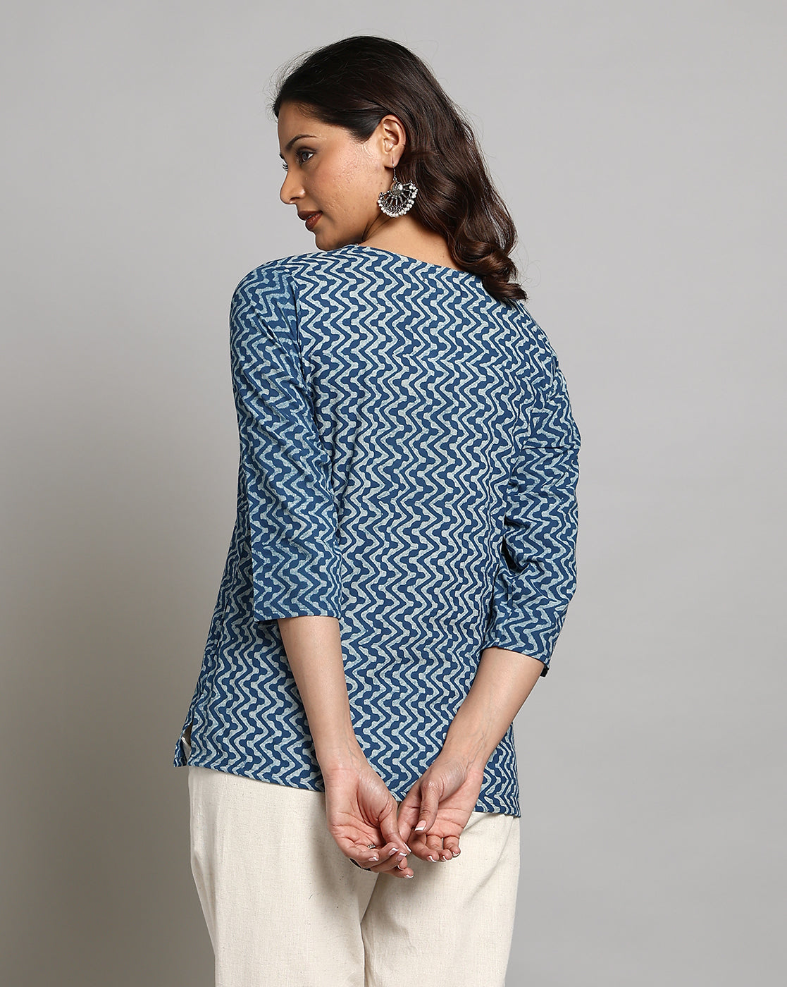 Indigo Dyed and Dabu Printed Top