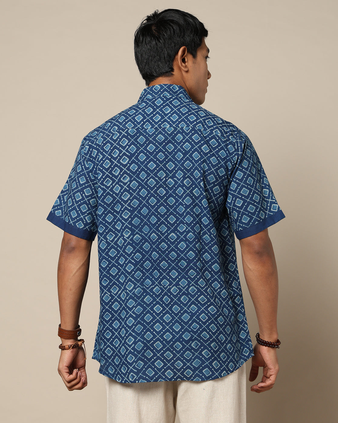 Men's Dabu Printed Indigo Dyed Shirt