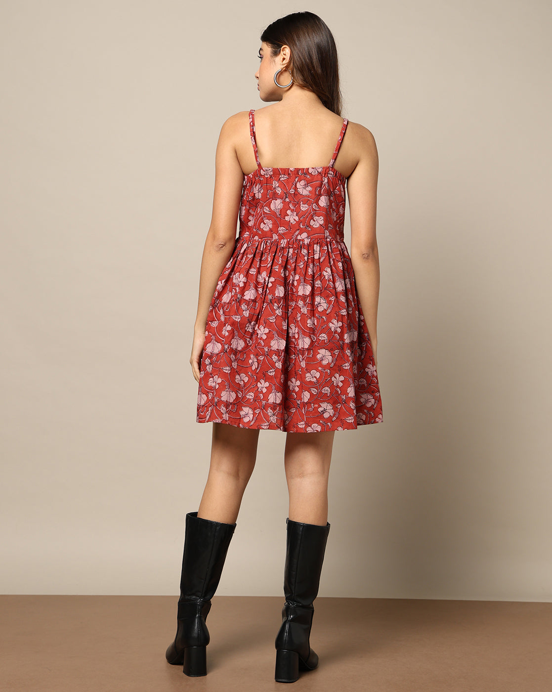 Natural Dyed Hand Block Printed Short Dress (Skater or Spaghetti)