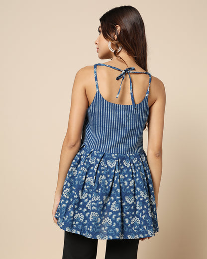 Indigo Dyed Dabu Hand Block Printed Top