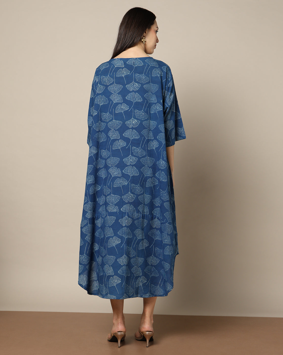 Indigo Dyed Dabu Hand Block Printed Free Size Dress