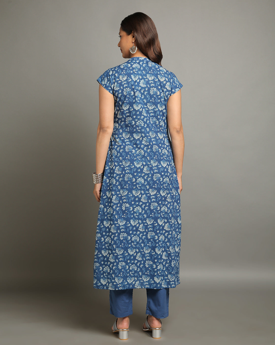 Indigo Dyed Dabu Hand Block Printed Long Kurta