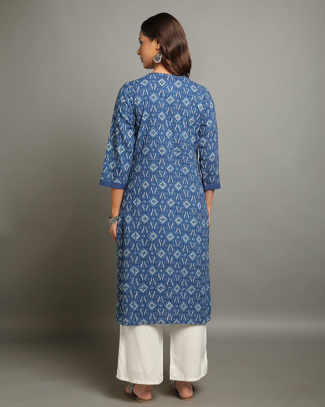 Indigo Dyed Dabu Hand Block Printed Long Kurta