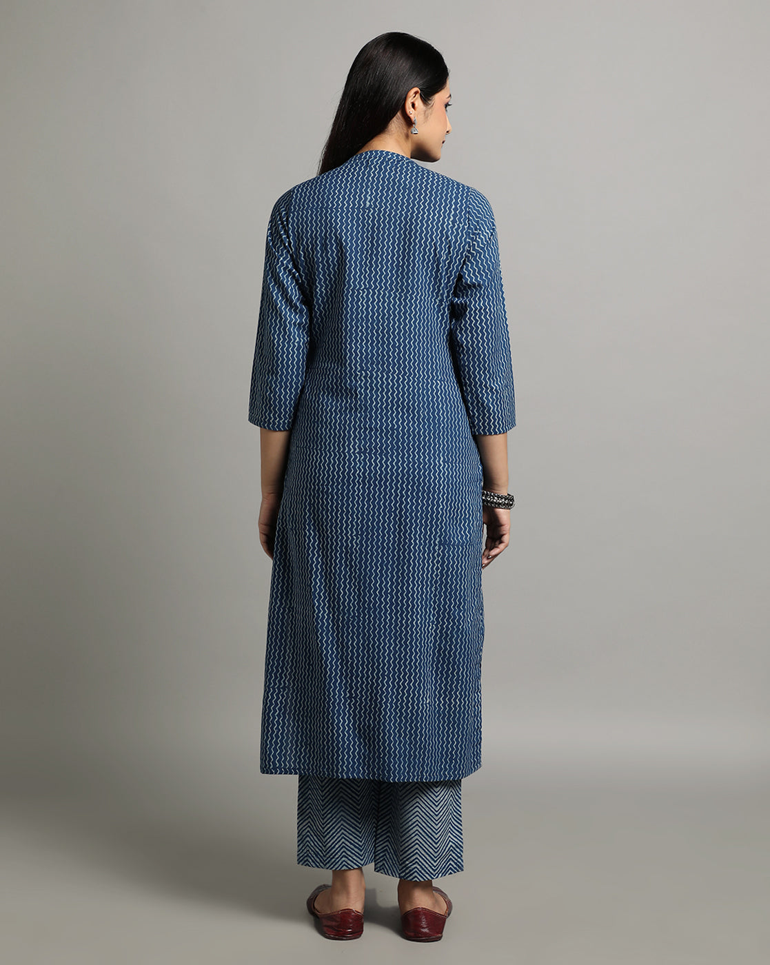 Indigo Dyed Dabu Hand Block Printed Long Kurta