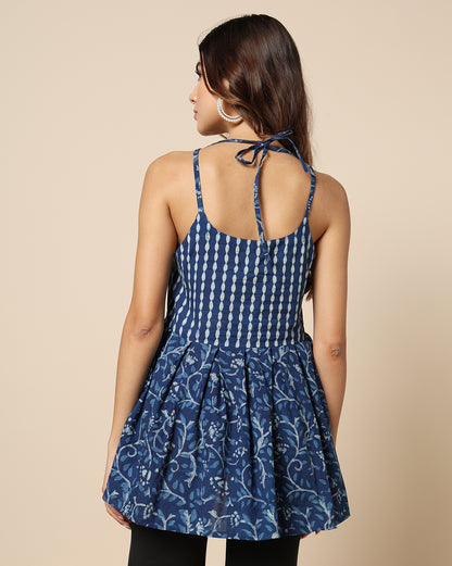 Indigo Dyed Dabu Hand Block Printed Top