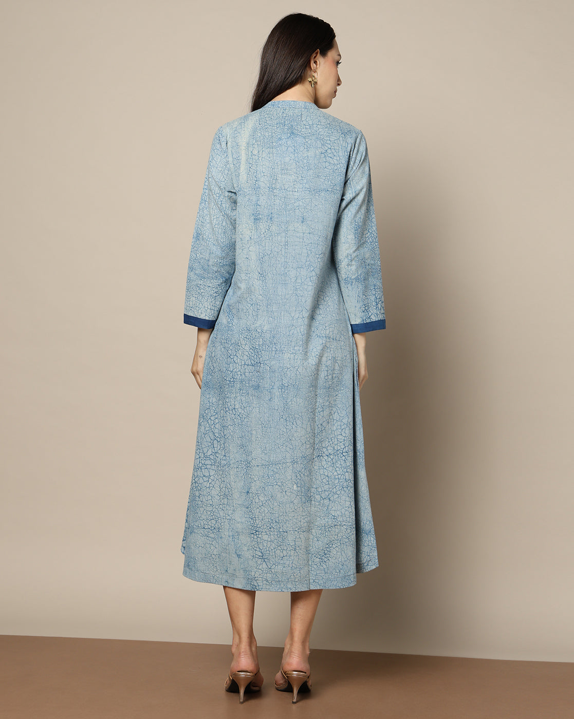 Indigo Dyed Dabu Hand Block Printed Long Kurta