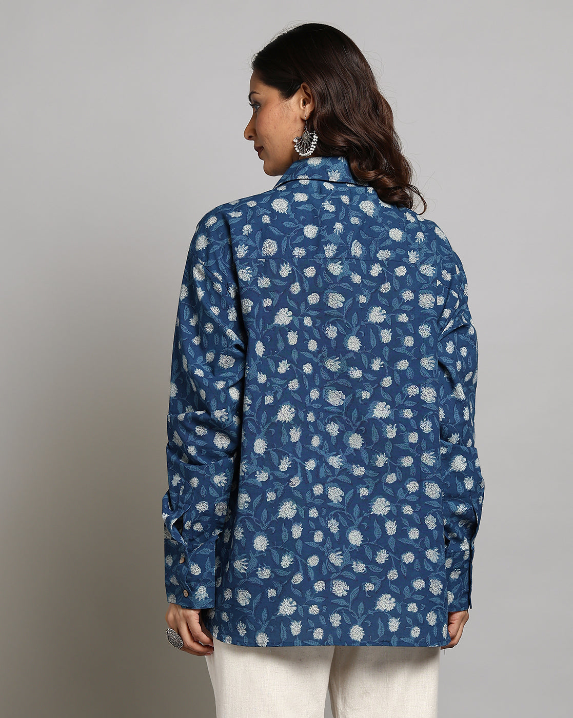 Indigo Nashpal Dyed and Dabu Printed Shirt