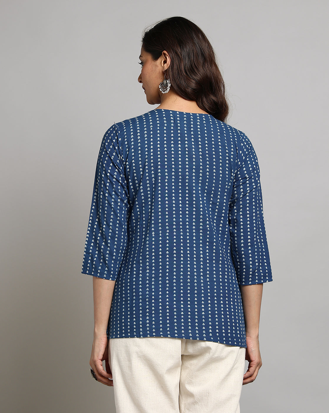 Indigo Dyed and Dabu Printed Top