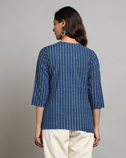 Indigo Dyed and Dabu Printed Top