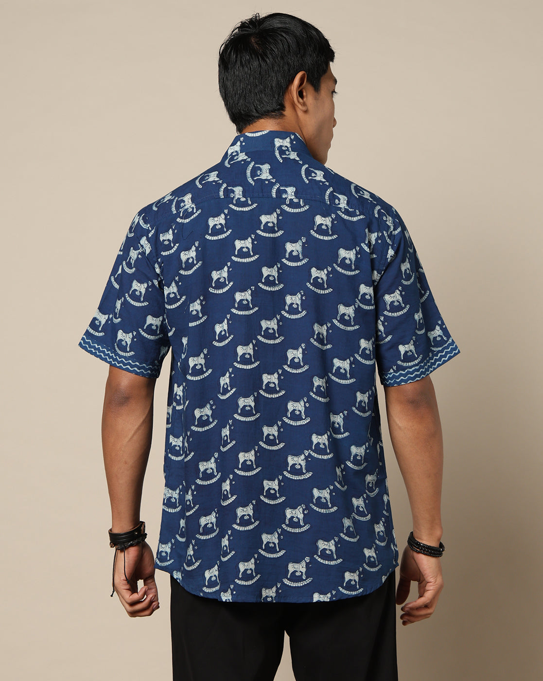 Men's Dabu Printed Indigo Dyed Shirt