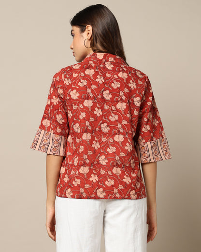 Flower zaal Peach Collar Top