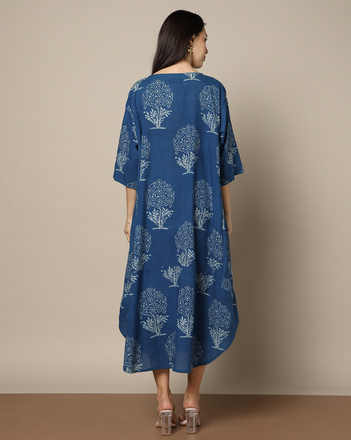 Indigo Dyed Dabu Hand Block Printed Free Size Dress