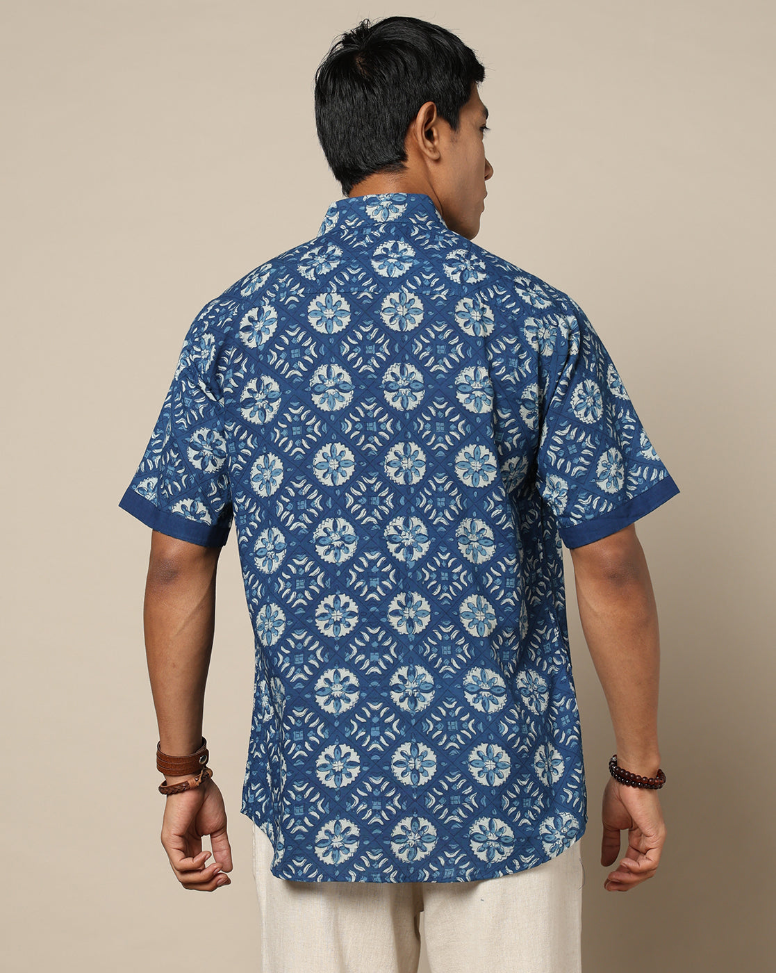 Men's Dabu Printed Indigo Dyed Shirt