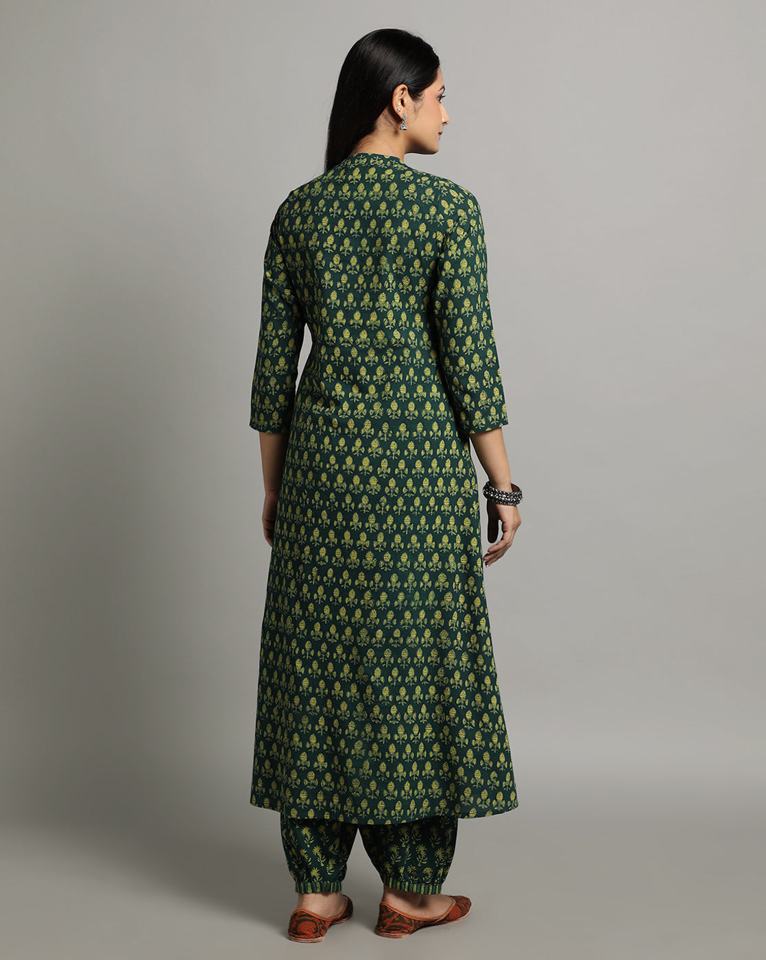 Indigo Nashpal Dyed Dabu Hand Block Printed Long Kurta