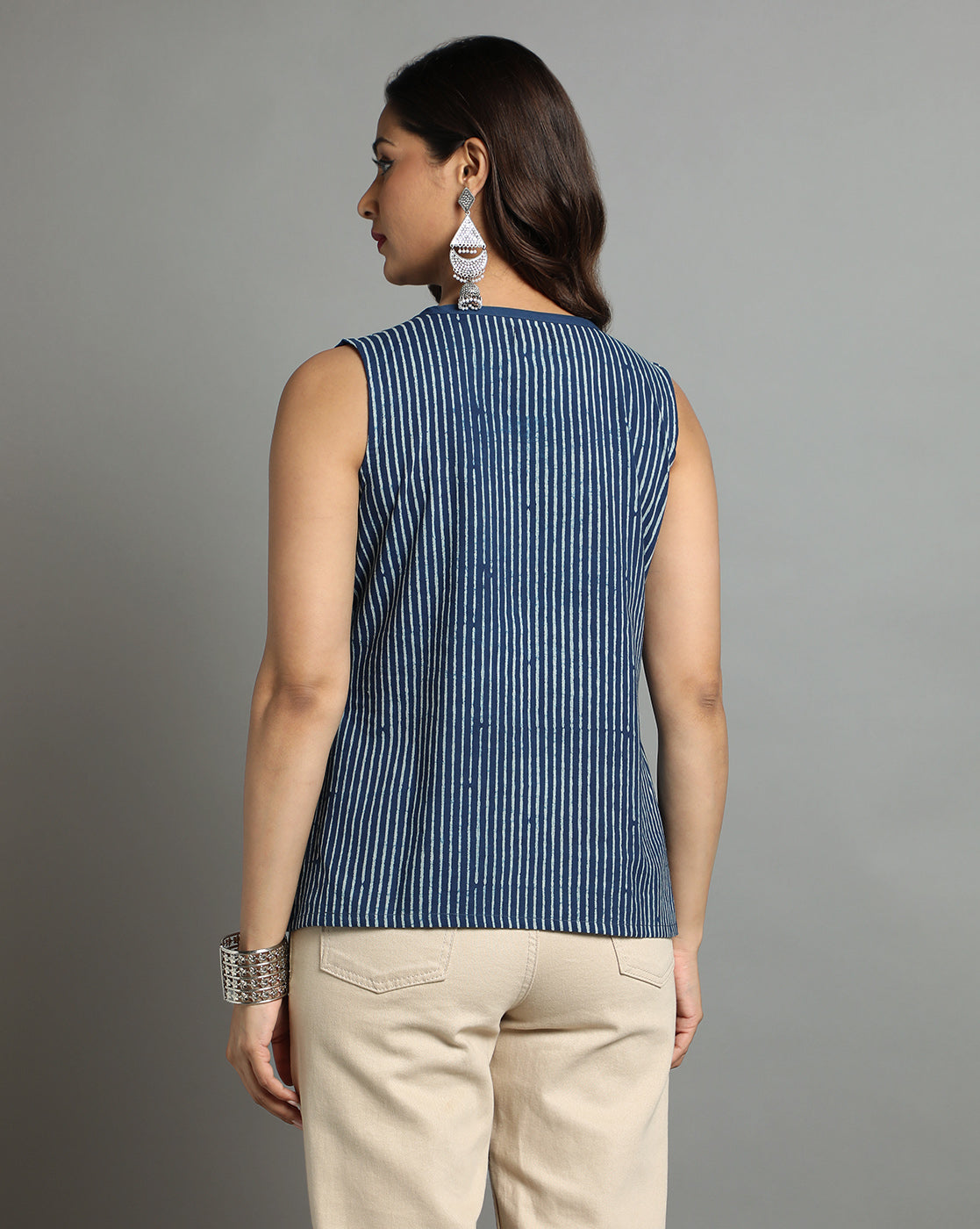 Indigo Dyed Dabu Printed Silli Pintuk Top