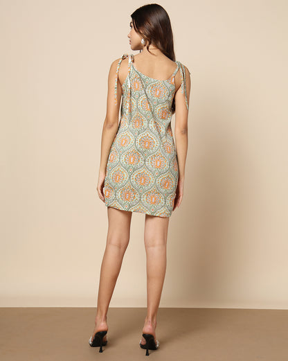 Natural Dyed Hand Block Printed Short Dress (Skater or Spaghetti)