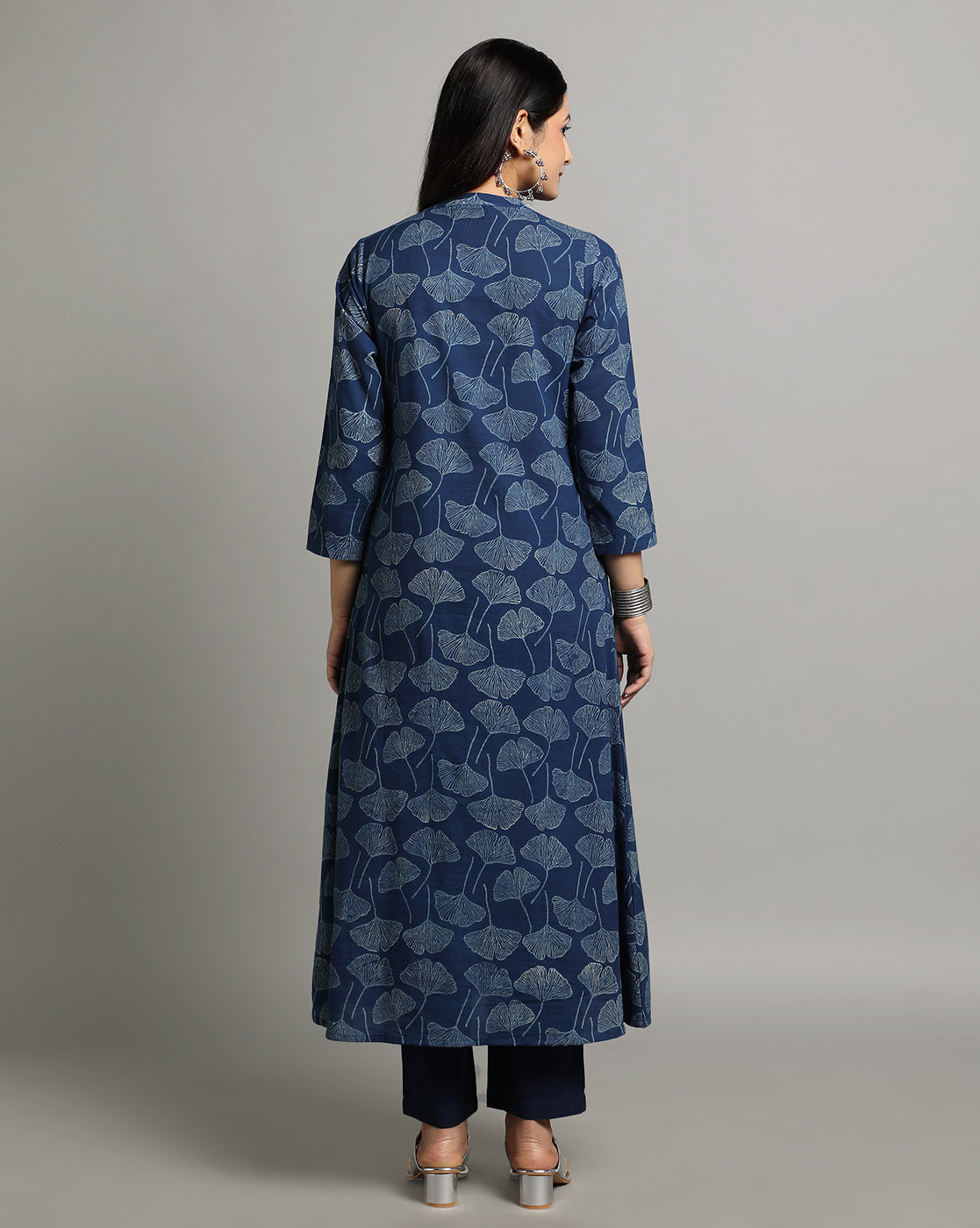 Indigo Dyed Dabu Hand Block Printed Long Kurta