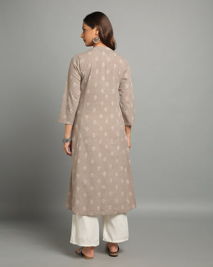 Indigo Kashish Dyed Dabu Hand Block Printed Long Kurta
