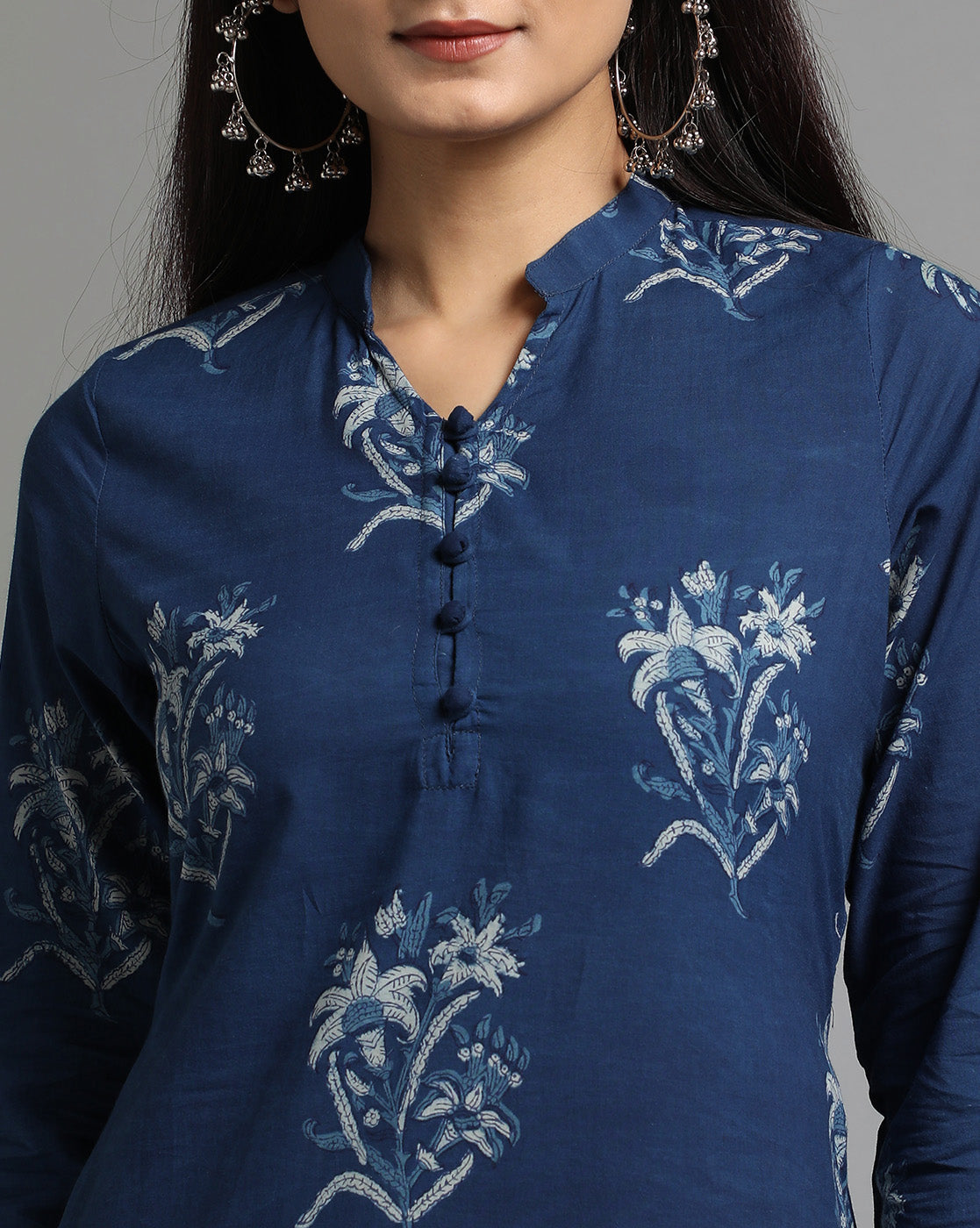 Indigo Dyed Dabu Hand Block Printed Long Kurta