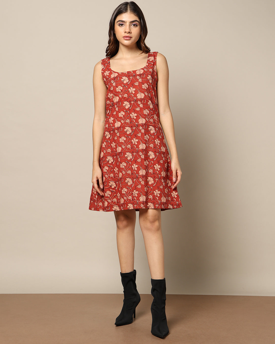 Hand Block Printed A Line Short Dress